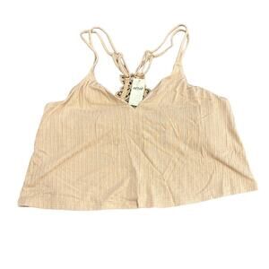 aerie Crop Top Back Lace Bralette Tank - Beige Size S